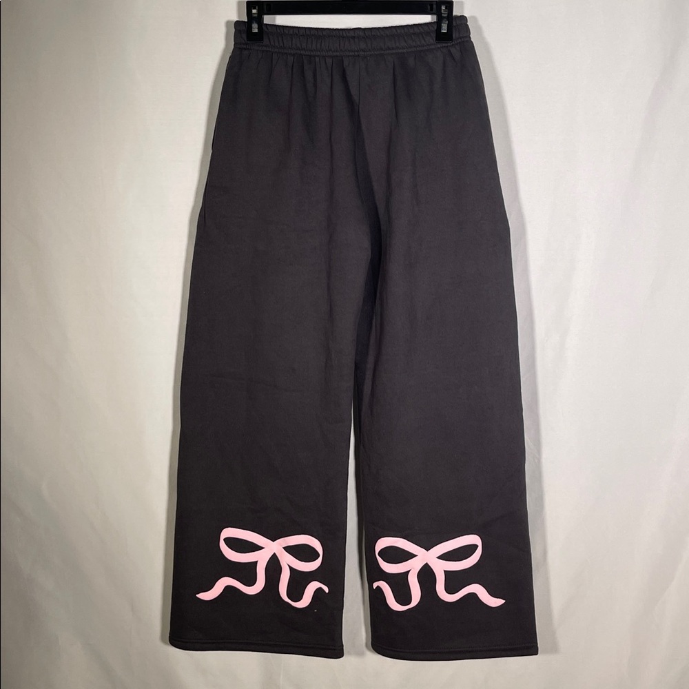 EDIKTED WOMENS BONNEY BOW DETAIL SWEATPANTS WIDE LEG SMALL NWT - Picture 5 of 8